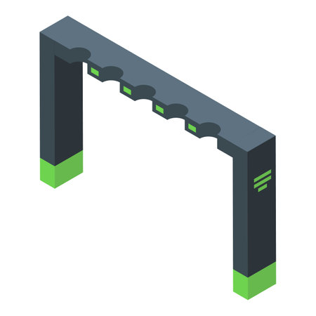 Futuristic security gate with green lights is checking passports at entrance to some facilityのイラスト素材