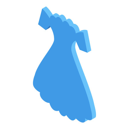 Blue dress with frills, isometric icon illustrating garment for little girlのイラスト素材