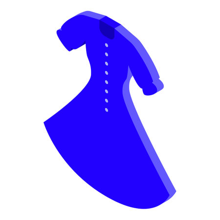 Blue dress with buttons, isometric icon for fashion designのイラスト素材