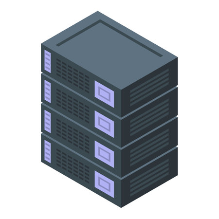 Powerful server stack operating and processing big data in modern data centerのイラスト素材