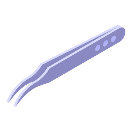 Metal tweezers for eyelash extension lying isolated on white background, professional tool for cosmetologistのイラスト素材