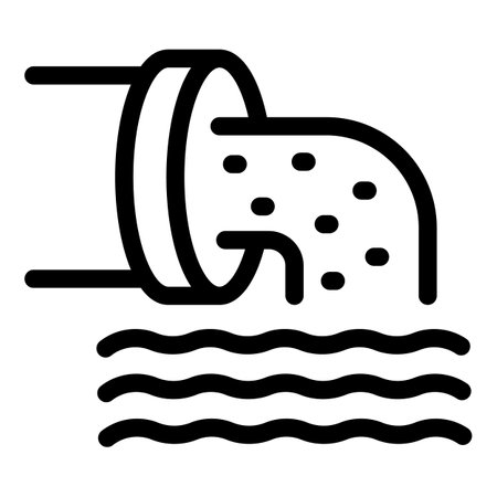 Industrial pipe pouring toxic waste into water, polluting the environmentのイラスト素材