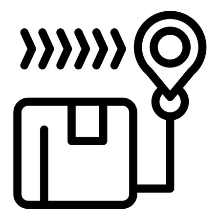 Simple line icon of a package being delivered to a location marked on a mapのイラスト素材