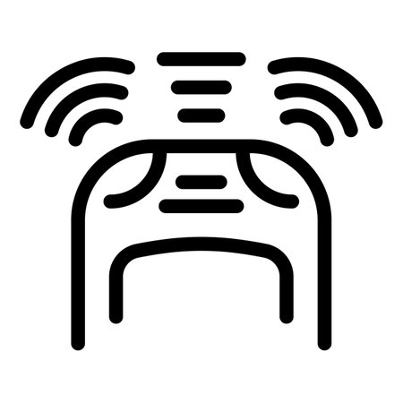 Smart sensor sending and receiving a signal, shown as waves over the sensorのイラスト素材