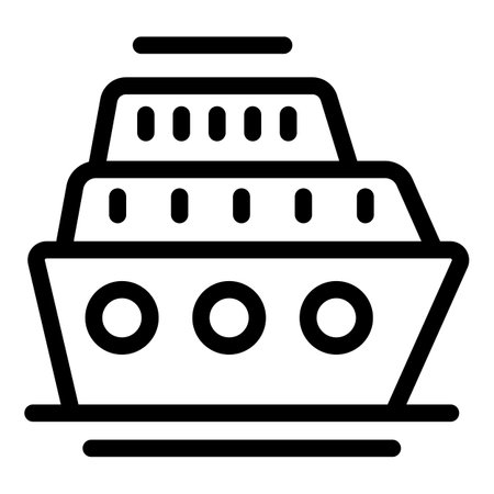 Simple line art icon of a cruise ship floating on waterのイラスト素材
