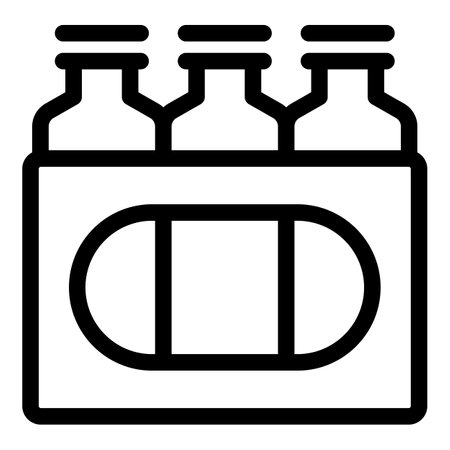 Line icon of a six pack of bottles, ideal for projects related to packaging and beveragesのイラスト素材