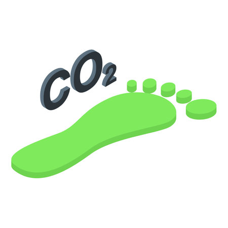 Green footprint with co2 emission lettering symbolizing carbon footprint conceptのイラスト素材