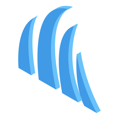 Abstract blue shape rising upwards in a modern isometric 3d styleのイラスト素材
