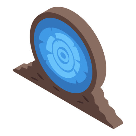 Round portal is opening in the ground, glowing blue with energy and ready for time travelのイラスト素材