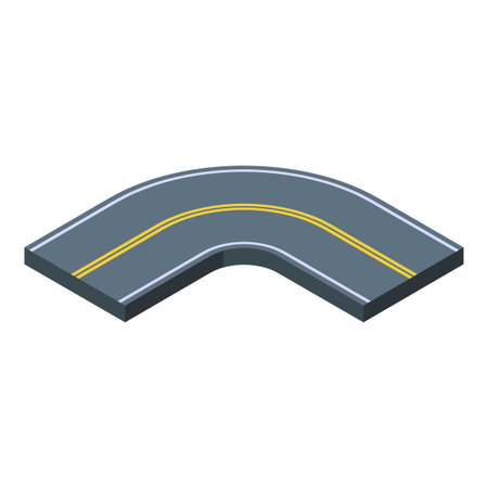 Segment of road turning right in isometric viewのイラスト素材
