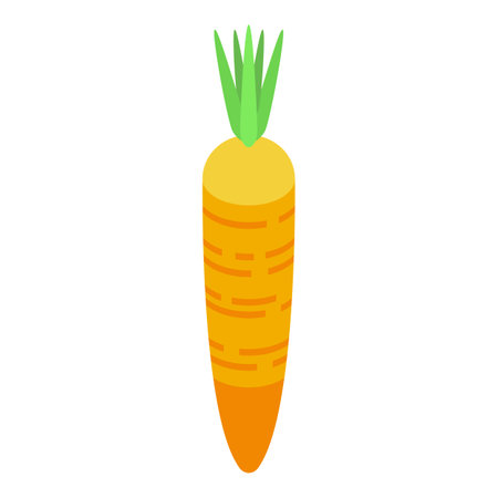 Simple isometric illustration of a fresh orange carrot with a green topのイラスト素材