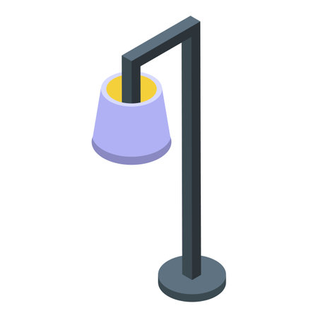 Modern floor lamp standing and illuminating, creating a cozy atmosphere in isometric viewのイラスト素材