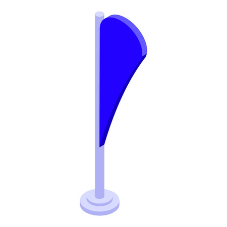 Blue teardrop flag waving on a metal pole, isolated on white backgroundのイラスト素材