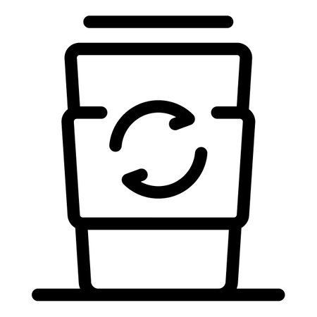 Line icon of a paper cup with recycle arrows emphasizing eco conscious beverage consumptionのイラスト素材