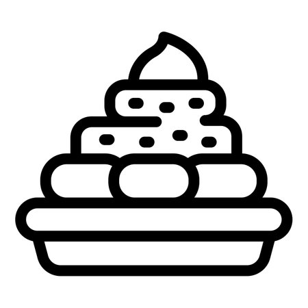 Line art drawing of a banoffee pie dessert in a bowl, perfect for recipe books and food blogsのイラスト素材