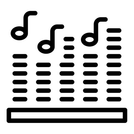 Simple black line art icon representing sound frequency levels being adjusted on a mixing boardのイラスト素材