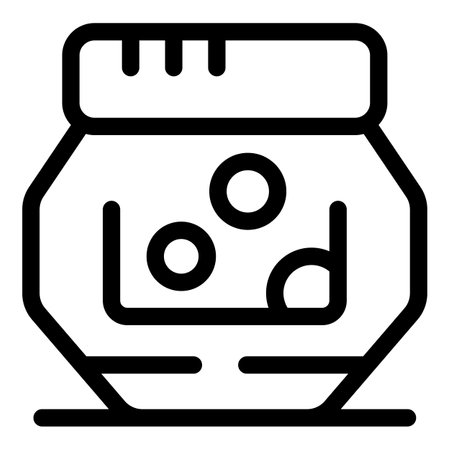 Simple black and white drawing of an open container holding three round candies, great for projects related to food and sweetsのイラスト素材