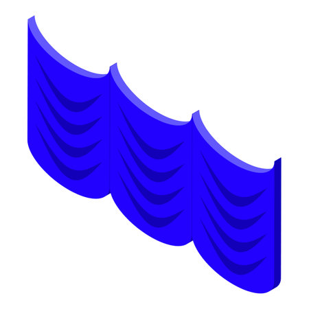 Blue stage curtain waving and hiding a surpriseのイラスト素材