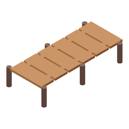 Simple wooden pier standing on water in isometric projectionのイラスト素材