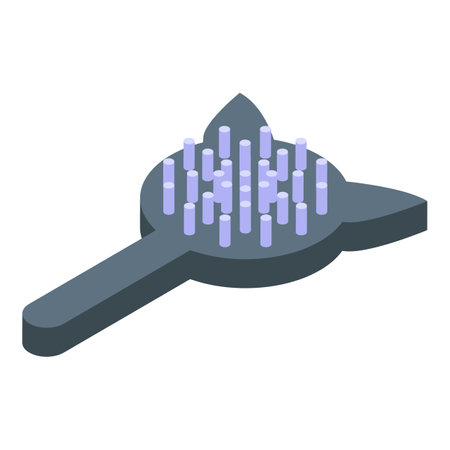 Cat brush with plastic handle for grooming, pet care equipment isometric iconのイラスト素材