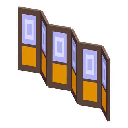 Room divider screen separating space in isometric viewのイラスト素材