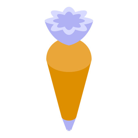 Pastry bag with star shaped nozzle for decorating cakes and desserts isometric iconのイラスト素材
