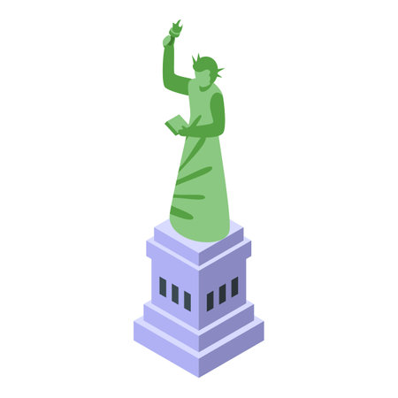 The statue of liberty is holding a torch and a tablet on liberty islandのイラスト素材