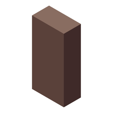 Simple 3d isometric illustration of a dark brown rectangular box standing upのイラスト素材