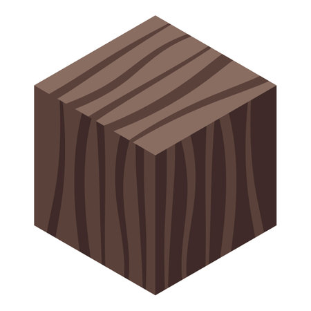 Simple dark brown wood cube is showing a natural woodgrain patternのイラスト素材
