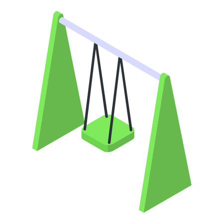 Empty green swing set is waiting for children on a sunny dayのイラスト素材