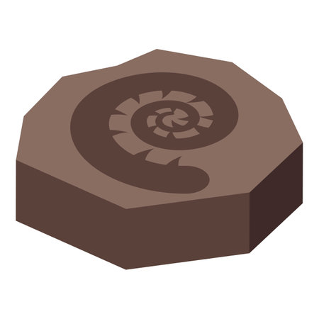 Ammonite fossil preserved in a stone showing the spiral shape of its shell, a symbol of ancient marine life and prehistoric timesのイラスト素材