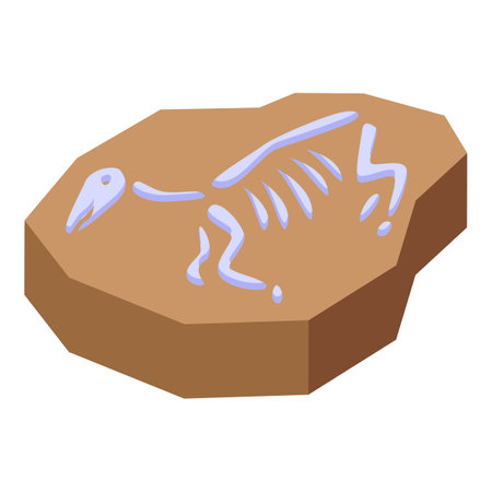 Dinosaur fossil is showing the skeleton of the prehistoric animal imprinted in stoneのイラスト素材