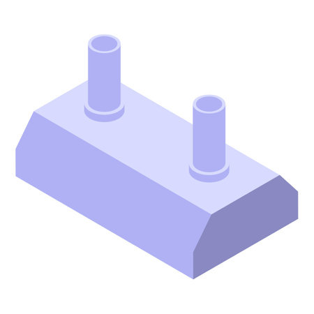 Simple modern factory building with two chimneys for industrial landscape in isometric viewのイラスト素材