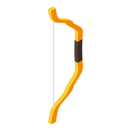 Wooden bow with string isometric illustration for game ui designのイラスト素材