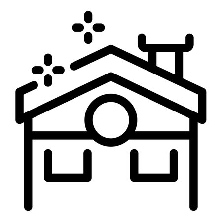 Line art icon of a clean house with sparkles, representing a tidy and spotless homeのイラスト素材