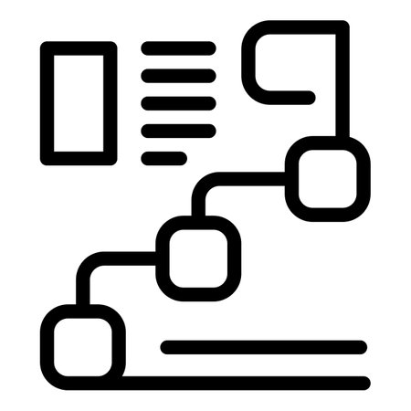 Black and white icon of an algorithm processing data with connecting linesのイラスト素材