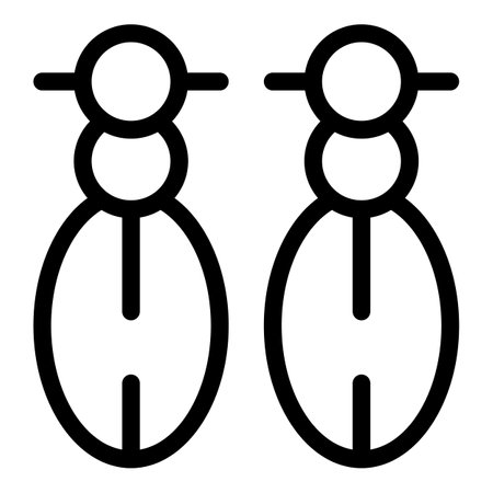 Simple line icon of a pair of earrings with three pearls each, perfect for fashion and jewelry projectsのイラスト素材