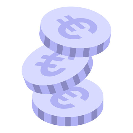 Stack of euro coins is growing, symbolizing the concept of saving moneyのイラスト素材