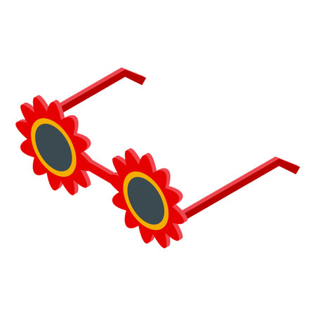 Red flower sunglasses representing summer fun and a unique fashion styleのイラスト素材