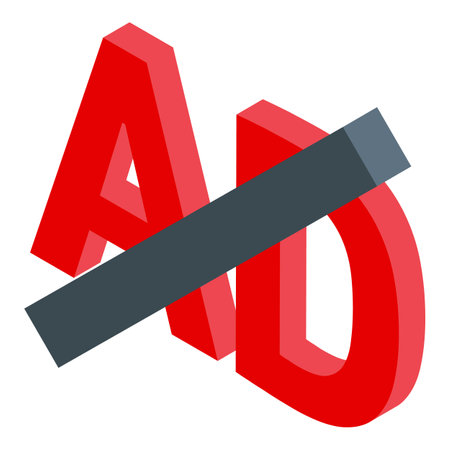 3d letters ad crossed out with a gray bar representing the concept of ad blockingのイラスト素材
