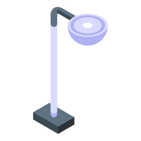 Modern street lamp with a round shape is illuminating the street at night, isometric iconのイラスト素材