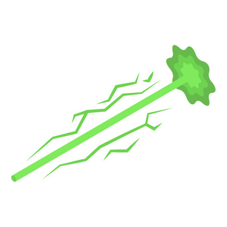 Green energy beam is flying through the air leaving a trailのイラスト素材