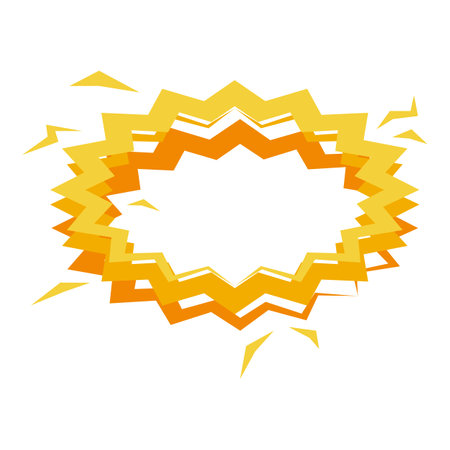 Bright yellow and orange star shape creating a blank speech bubble on a white backgroundのイラスト素材