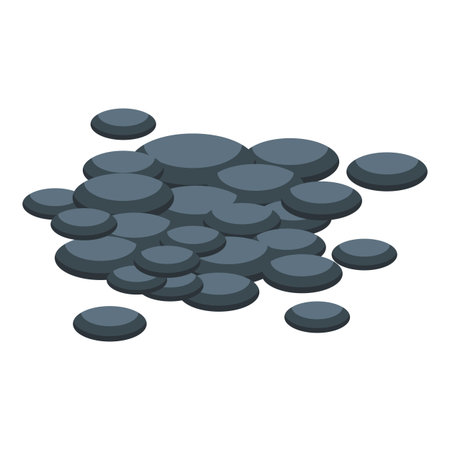 Pile of smooth grey stones is forming a neutral textured backgroundのイラスト素材