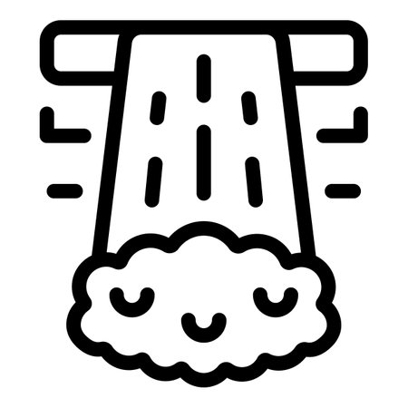 Simple smiling cloud line icon getting wet under waterfallのイラスト素材