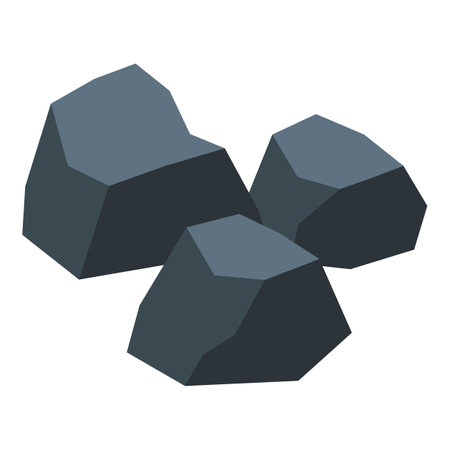 Three pieces of coal are laying, representing fossil fuel and mining industryのイラスト素材