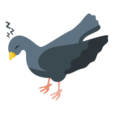 Isometric grey city pigeon sleeping peacefully icon, great design for any purposesのイラスト素材