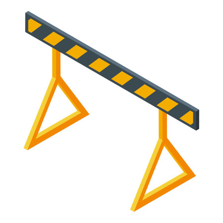Illustration of a construction barrier with yellow and black stripes, often used to block access to restricted areasのイラスト素材