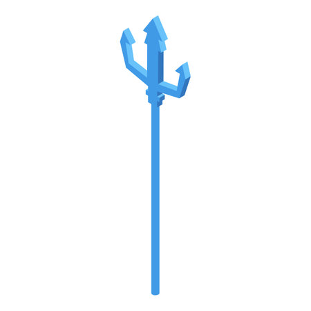 Blue trident standing up, representing power and might, on a white backgroundのイラスト素材
