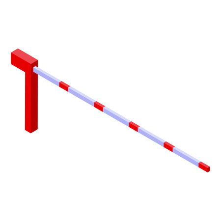 Red and white striped barrier controlling accessのイラスト素材